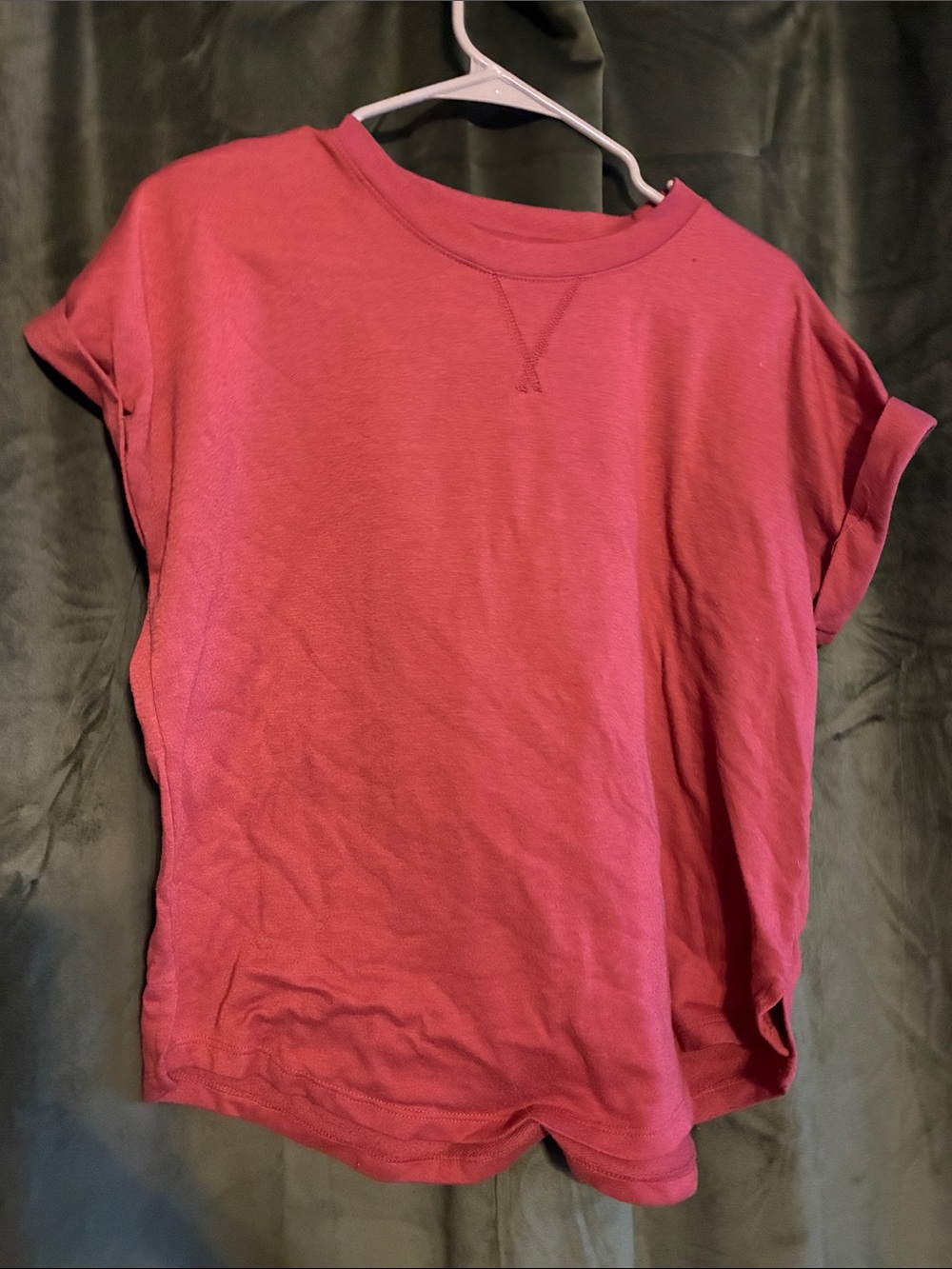 Women's Short Sleeve Crewneck Top - Pink/Red